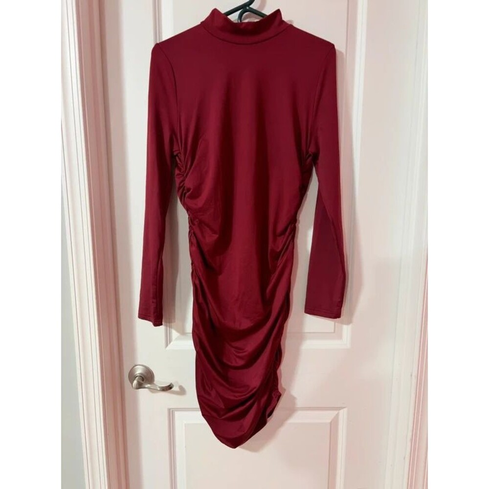 1X ruched Bodycon Dress Long Sleeve
